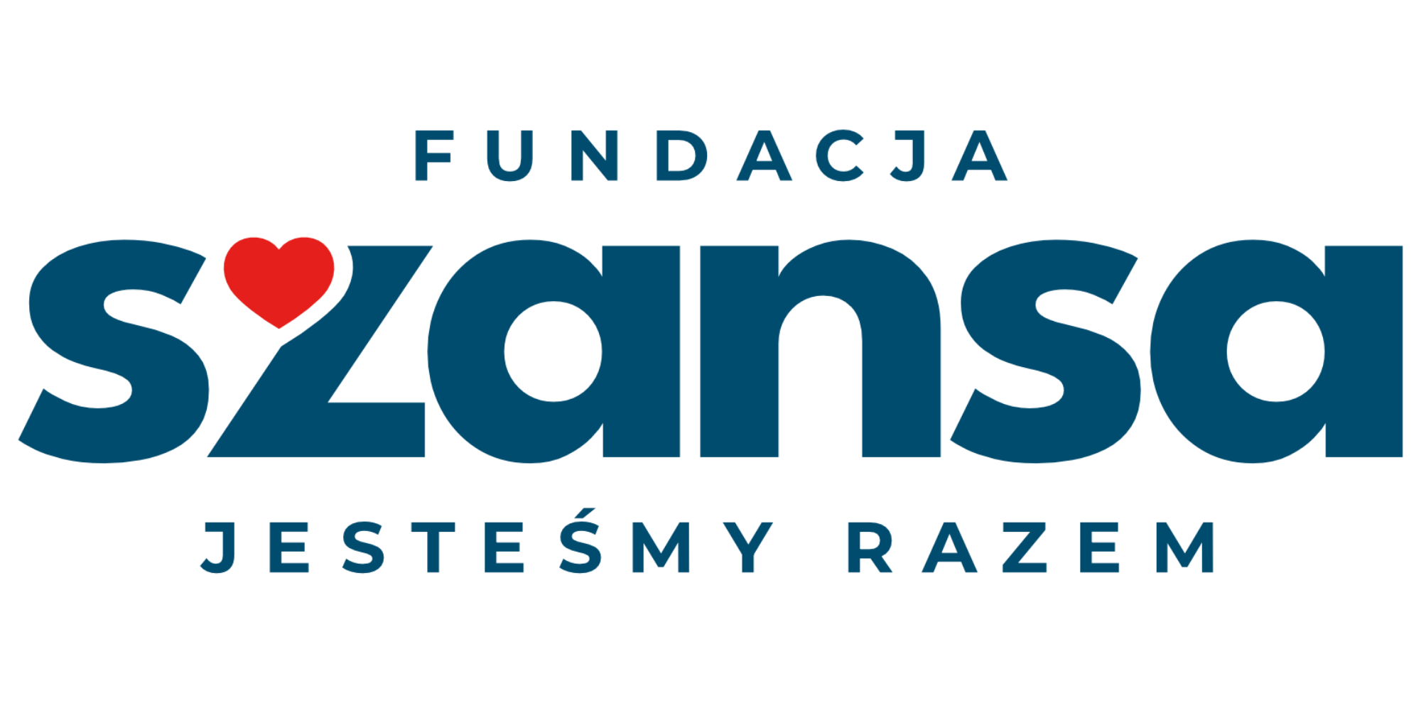 logo Fundacji Szansa - Jesteśmy Razem (napis z czerwonym sercem wkomponowanym w literę "z" w słowie Szansa)