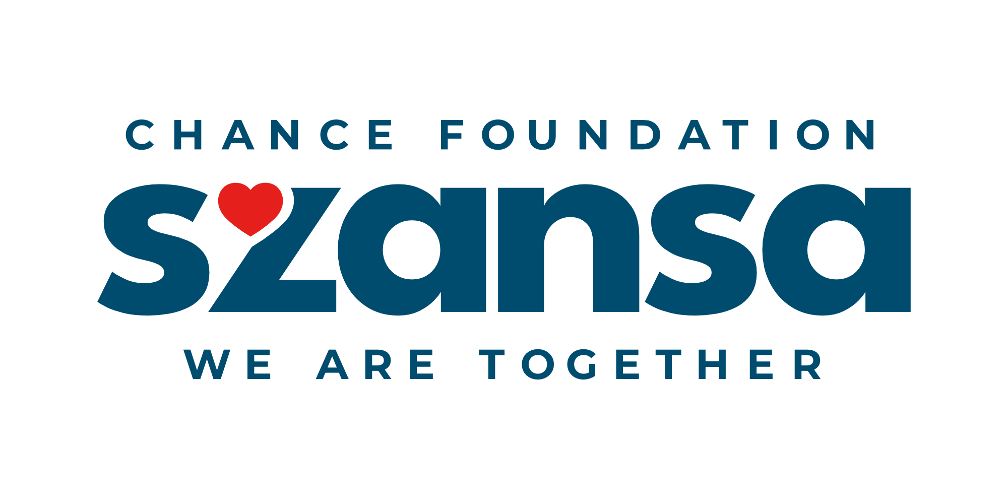 Chance Foundation - We Are Together logo (text with a red heart integrated into the letter "z" in the word "Szansa")